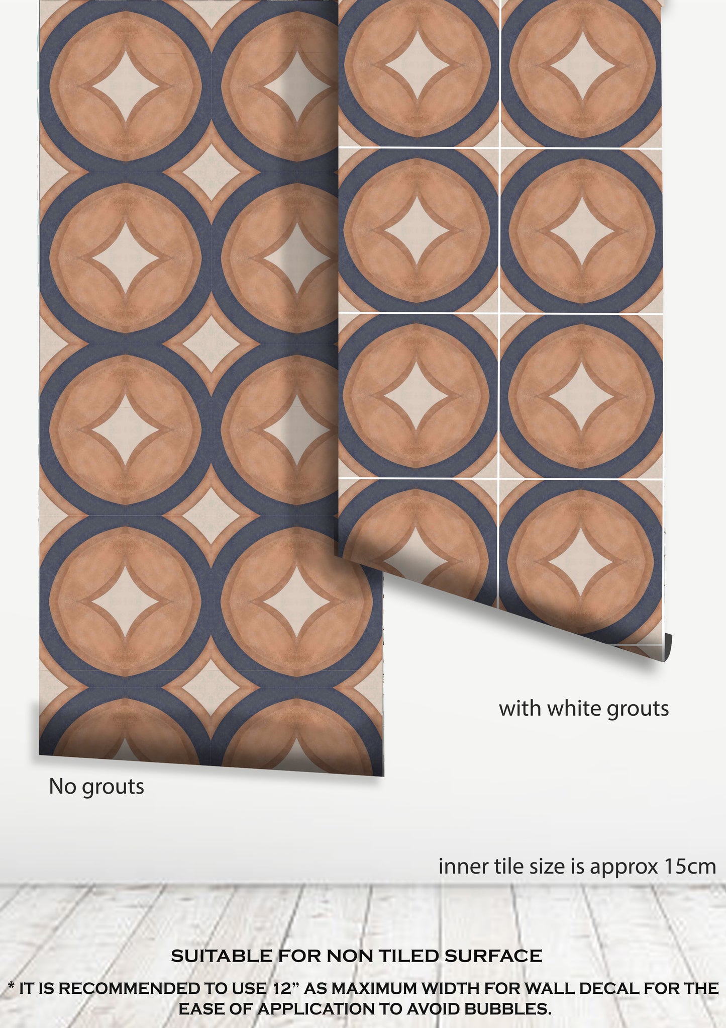 Capetown Rust Premium Peel and Stick Floor Tile Stickers | Removable, Renter friendly with Anti-Slip finish in sturdy 520 microns