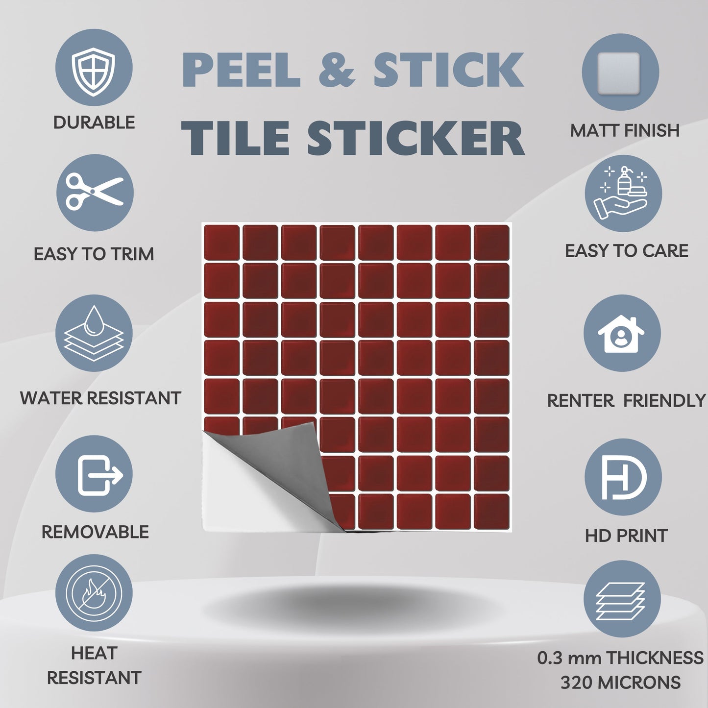 Oxblood Mosaic Peel & Stick Tile