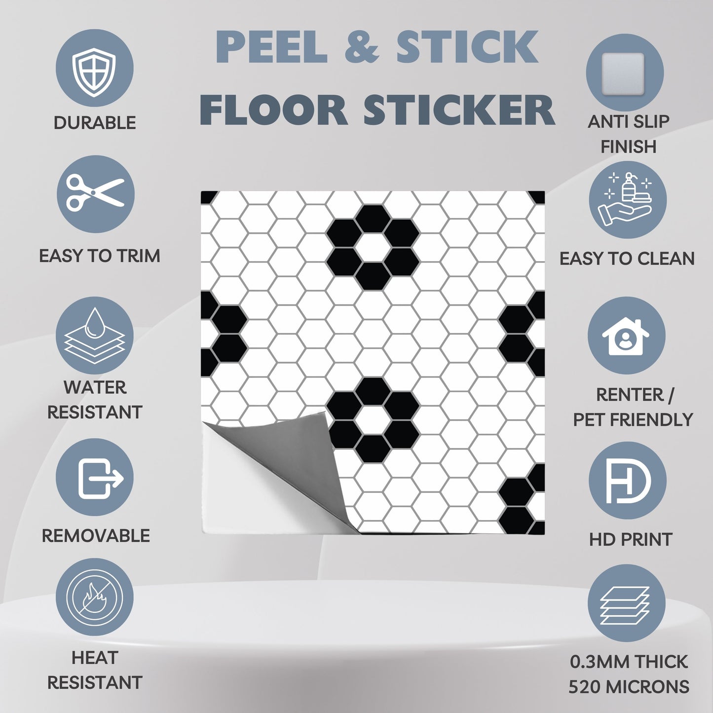 Helden Hexagon Peel and Stick Flooring