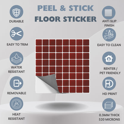 Oxblood Mosaic Peel and Stick Flooring