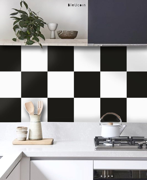 Black & White Checker Peel & Stick Tile – bleucoin.in