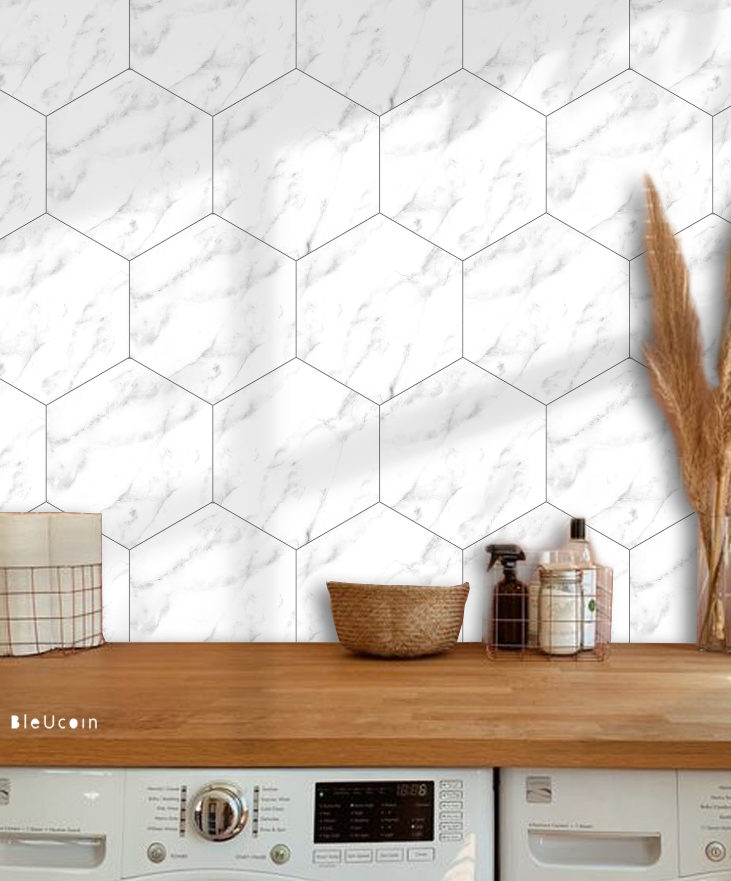 Hexagon Marble Peel & Stick Tile Decal