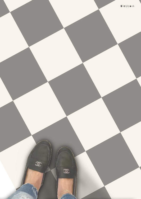 Grey & White Checker Peel & Stick Anti-Slip Flooring