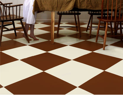 Pecan & off- White Checker Peel & Stick Anti-Slip Flooring