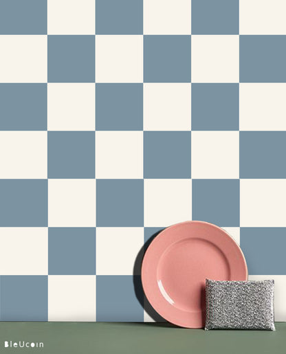 Ocean & Off White Checker Peel & Stick Tile