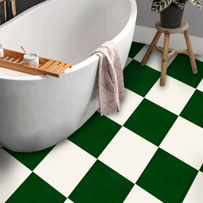 Diamond Moss Green & Off White Premium Peel and Stick Floor Tile Stickers | Removable, Renter friendly with Anti-Slip finish in sturdy 520 microns