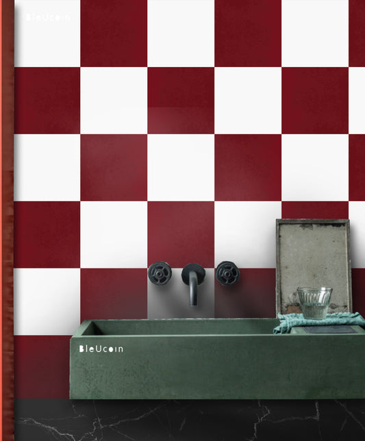 Sangria & off-White Checker Peel & Stick Tile