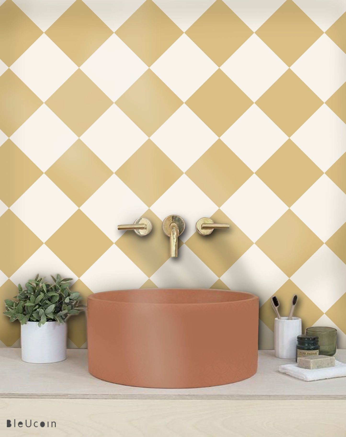 Diamond Tuscan & Off White Checker Peel & Stick Tile