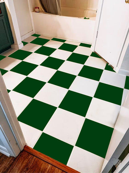 Moss Green & White Checker Peel & Stick Anti-Slip Flooring