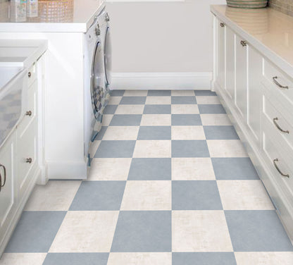 Sky Mose & Off White Limestone Checker Peel & Stick Tile