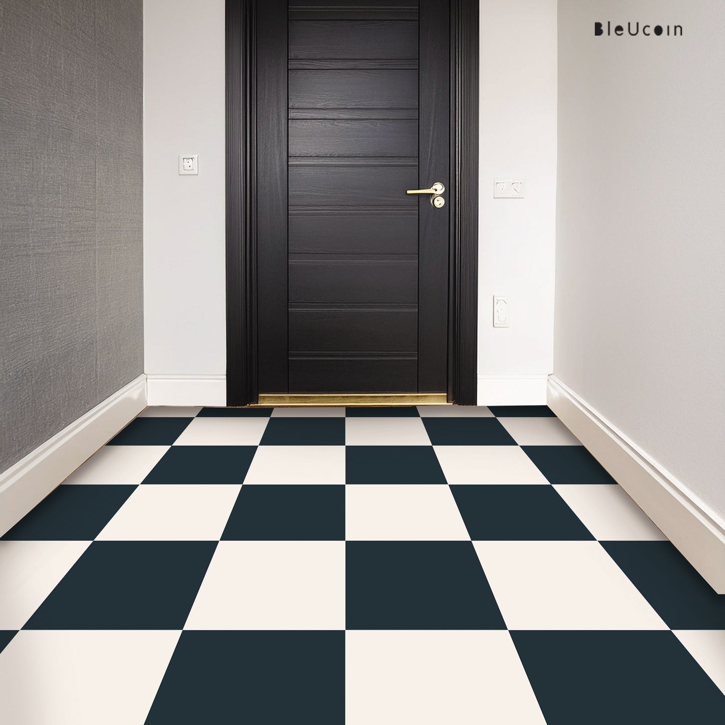 Blue & White Checker Premium Peel and Stick Floor Tile Stickers | Removable, Renter friendly with Anti-Slip finish in sturdy 520 microns