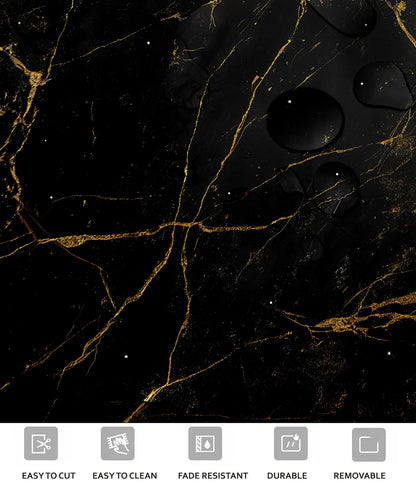 Black Gold Marble Peel & Stick Tile Decal