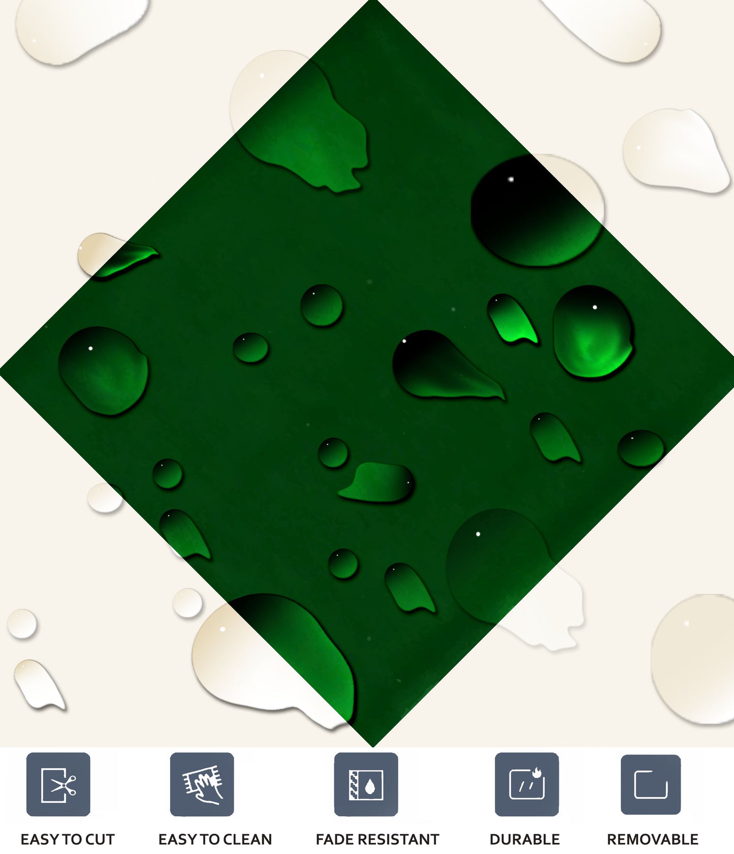 Diamond Moss Green & Off White Premium Peel and Stick Floor Tile Stickers | Removable, Renter friendly with Anti-Slip finish in sturdy 520 microns