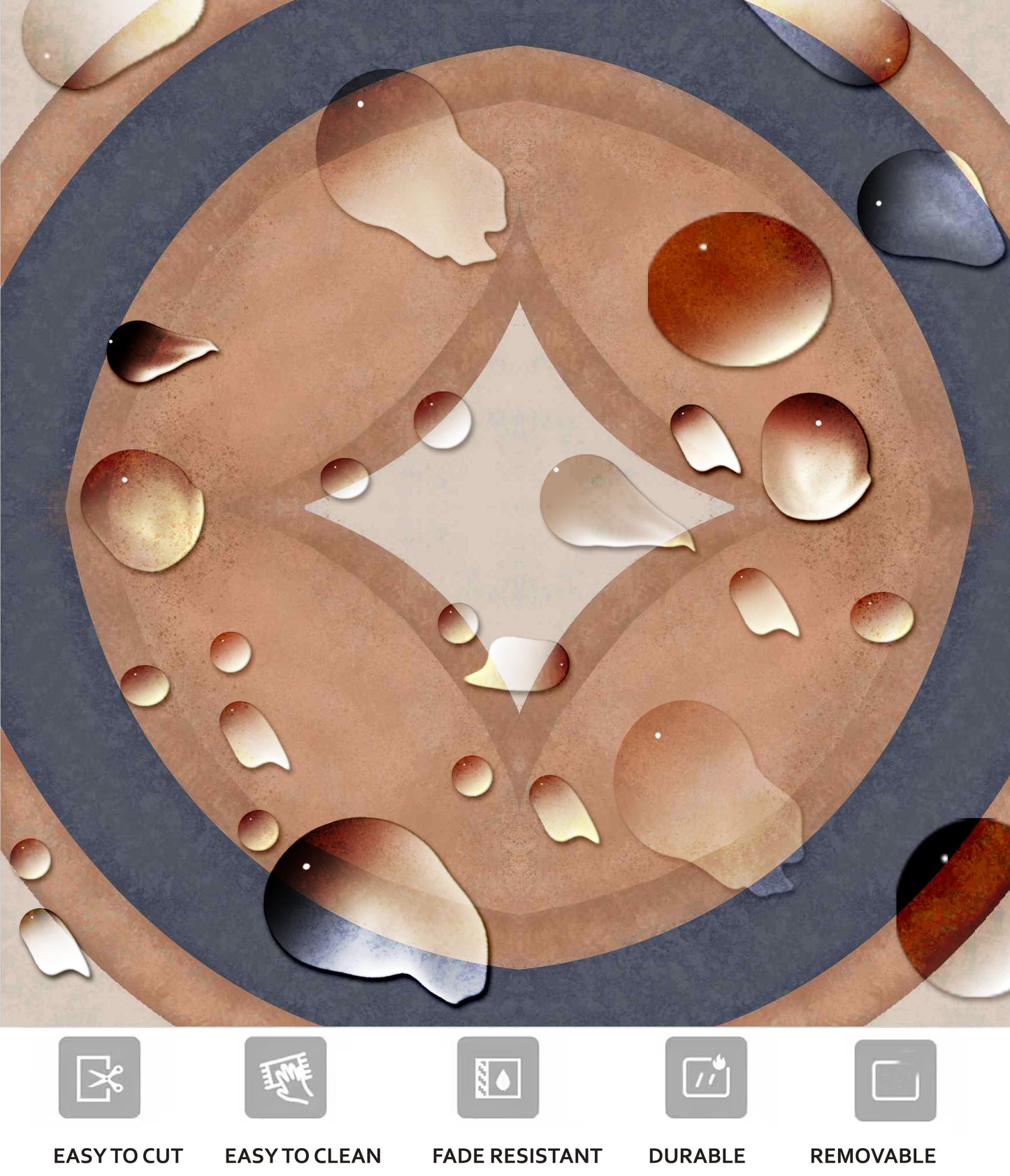 Capetown Rust Premium Peel and Stick Floor Tile Stickers | Removable, Renter friendly with Anti-Slip finish in sturdy 520 microns
