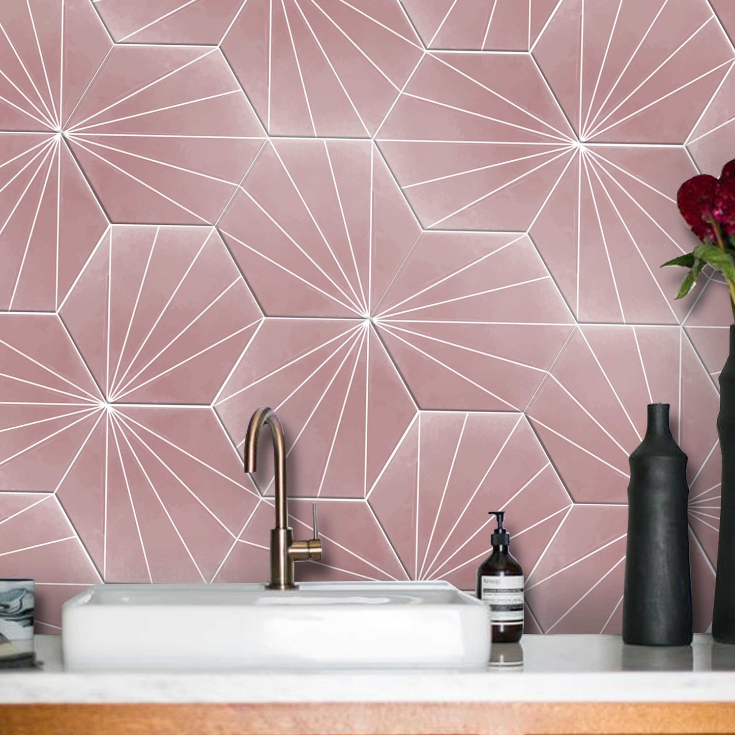 Kobe Rose hexagon Peel & Stick Tile