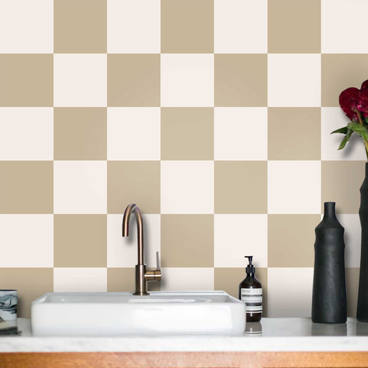 Sand & White Checker Peel & Stick Tile