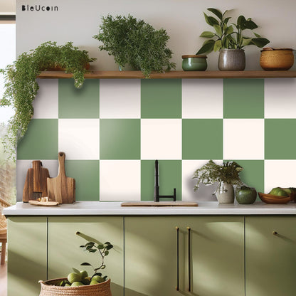 Sage & off White Checker Peel & Stick Tile