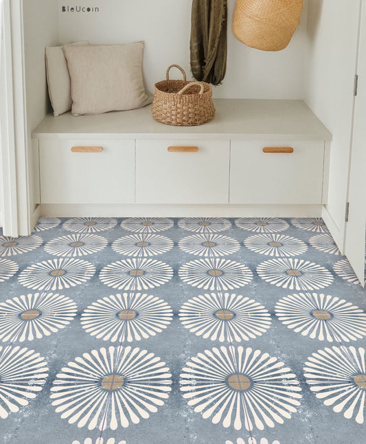 Kawasaki Mist Premium Peel and Stick Floor Tile Stickers | Removable, Renter friendly with Anti-Slip finish in sturdy 520 microns
