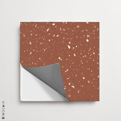 Terrazzo Terracotta Premium Peel and Stick Floor Tile Stickers | Removable, Renter friendly with Anti-Slip finish in sturdy 520 microns