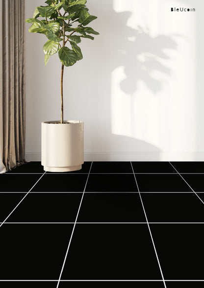 50% DISCOUNT - Black Solid Peel & Stick Flooring  8" x 8"