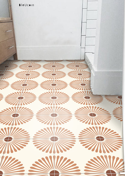 Kawasaki Terracotta Premium Peel and Stick Floor Tile Stickers | Removable, Renter friendly with Anti-Slip finish in sturdy 520 microns
