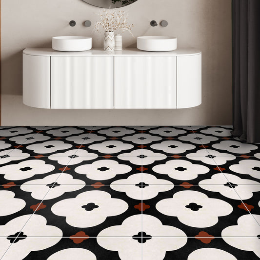 Sakura Hampi Premium Peel and Stick Floor Tile Stickers | Removable, Renter friendly with Anti-Slip finish in sturdy 520 microns