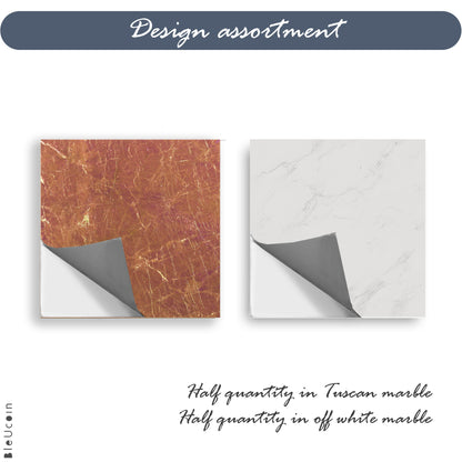 Tuscany Marble Checker Peel and Stick Flooring