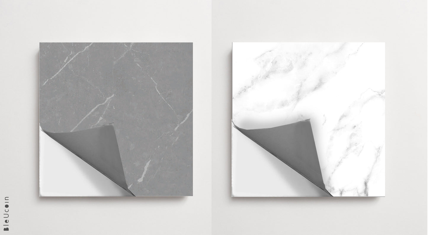 Marble Grey & White Checker Peel & Stick Anti-Slip Flooring