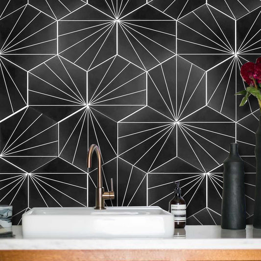 Kobe Black Hexagon Peel & Stick Tile