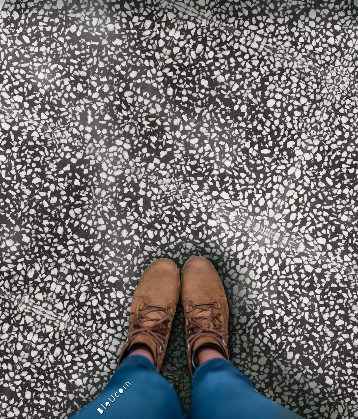 Terrazzo Black Peel & Stick Anti-Slip Flooring