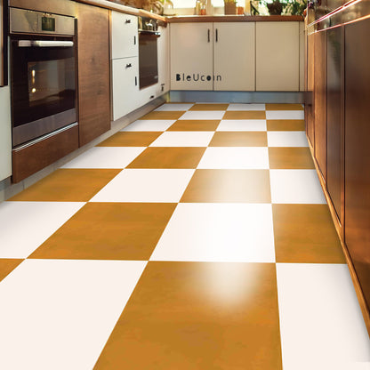 Sunrise & Off White Checker Premium Peel and Stick Floor Tile Stickers | Removable, Renter friendly with Anti-Slip finish in sturdy 520 microns