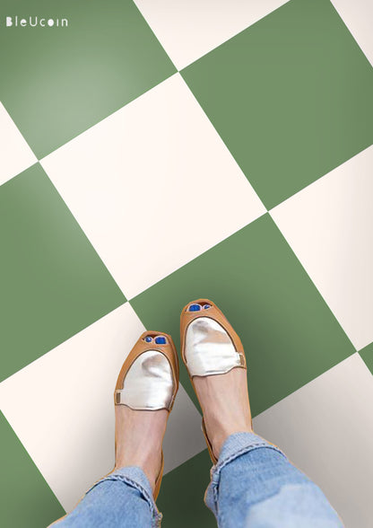 Sage & off White Checker Peel & Stick Tile