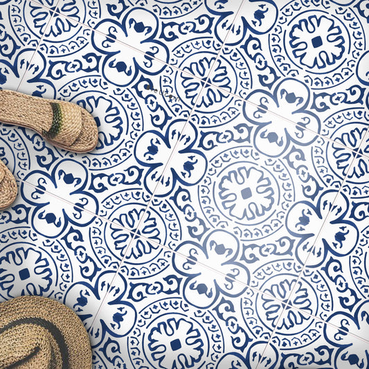 Amalfi Ink Premium Peel and Stick Floor Tile Stickers | Removable, Renter friendly with Anti-Slip finish in sturdy 520 microns