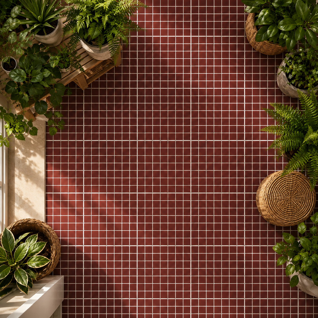 Oxblood Mosaic Peel & Stick Tile