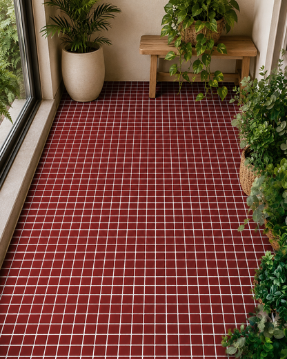 Oxblood Mosaic Peel and Stick Flooring