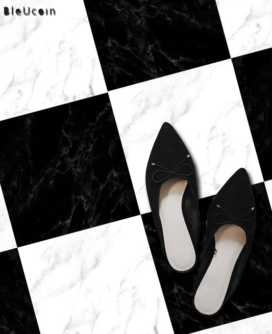 Marble Black & White Checker Peel & Stick Anti-Slip Flooring