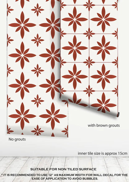 Pomona Ginger Premium Peel and Stick Floor Tile Stickers | Removable, Renter friendly with Anti-Slip finish in sturdy 520 microns