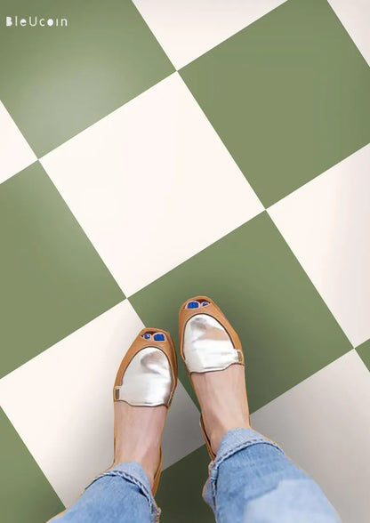 50% DISCOUNT - Citrus Olive & off White 12" x 12" - 44 Pcs Anti-Skid