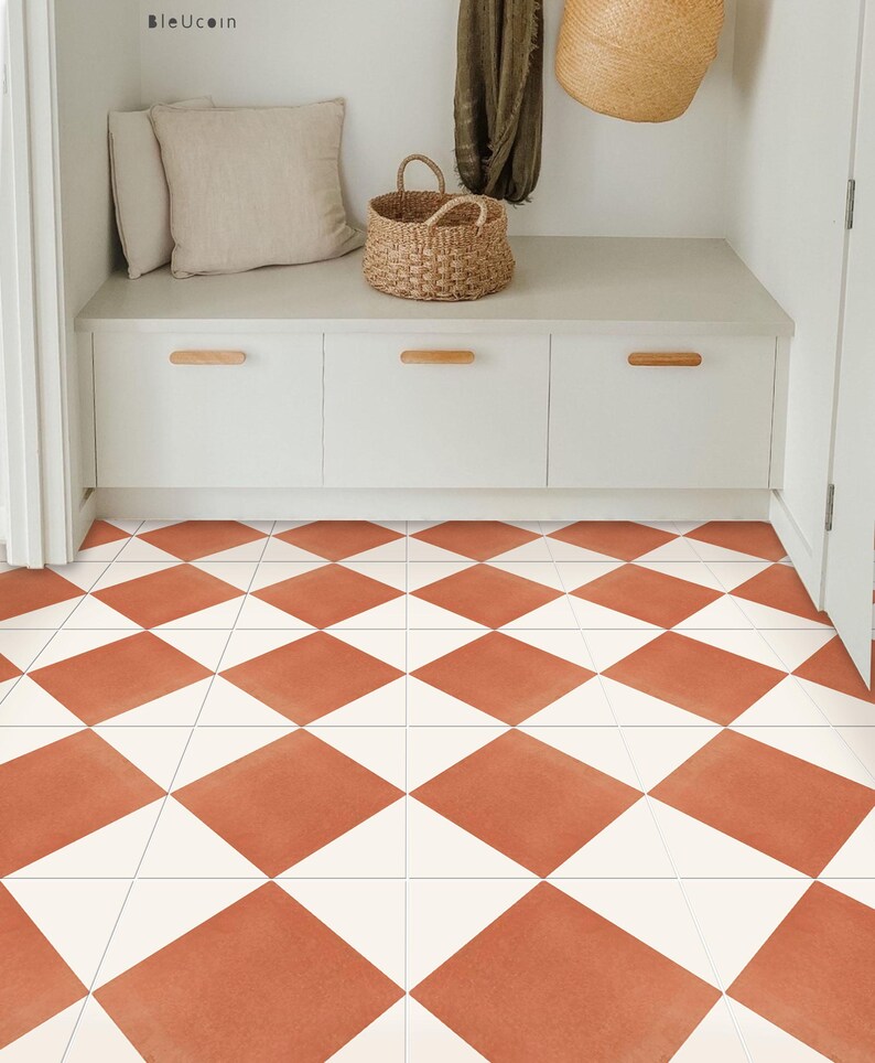 Diamond Ginger Premium Peel and Stick Floor Tile Stickers | Removable, Renter friendly with Anti-Slip finish in sturdy 520 microns