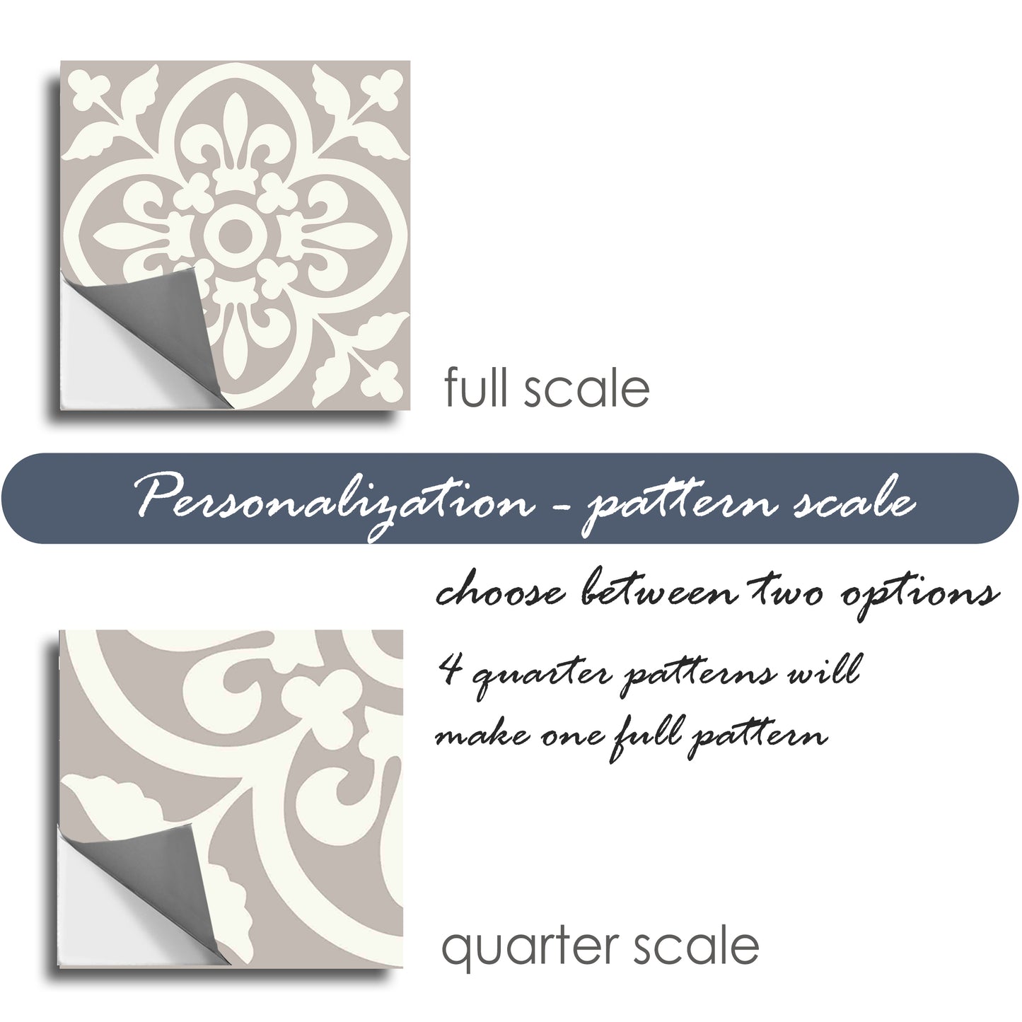 Encaustic Sandcastle Premium Peel and Stick Floor Tile Stickers | Removable, Renter friendly with Anti-Slip finish in sturdy 520 microns