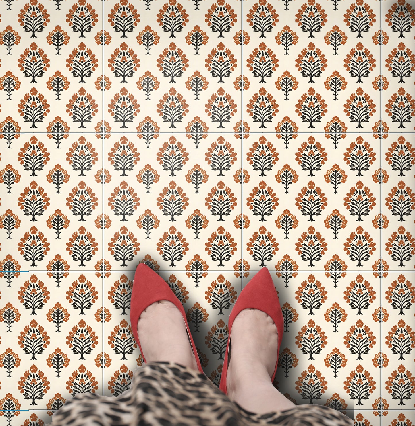 Madhopur Premium Peel and Stick Floor Tile Stickers | Removable, Renter friendly with Anti-Slip finish in sturdy 520 microns