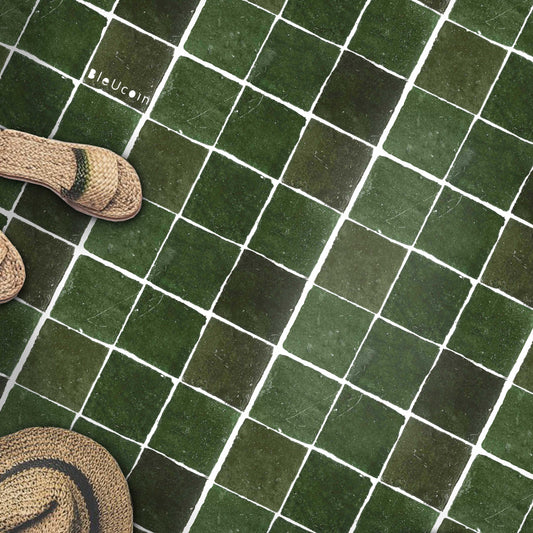 Mizzle Green Premium Peel and Stick Floor Tile Stickers | Removable, Renter friendly with Anti-Slip finish in sturdy 520 microns
