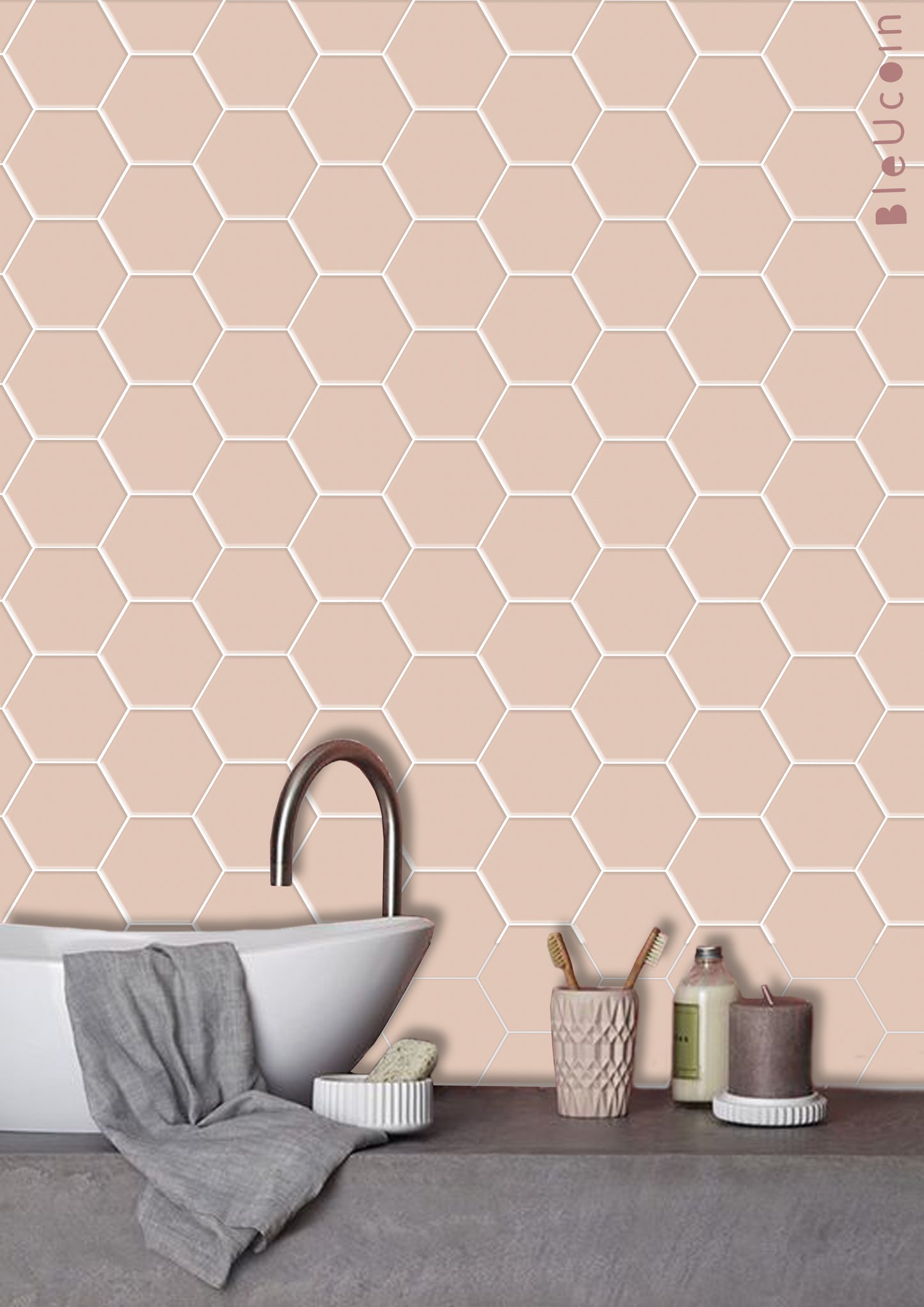 Blush Hexagon Peel & Stick Tile Decal