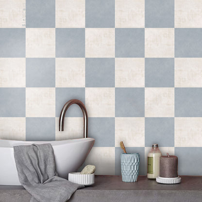 Sky Mose & Off White Limestone Checker Peel & Stick Tile