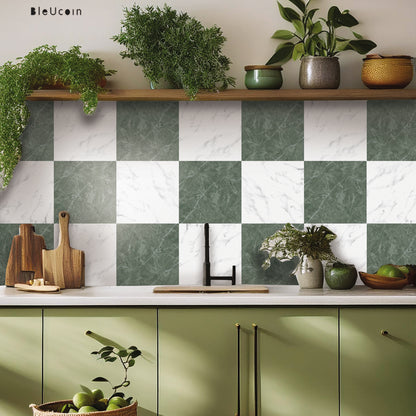 Marble Jade & White Checker Peel & Stick Tile