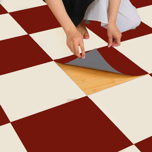 Sangria & Off White Checker Peel & Stick Anti-Slip Flooring