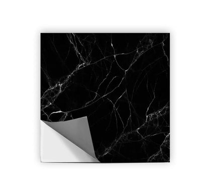 Black Marble Premium Peel and Stick Floor Tile Stickers | Removable, Renter friendly with Anti-Slip finish in sturdy 520 microns