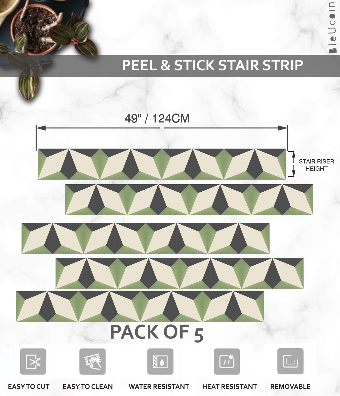 Charleston Sage Peel & Stick Stair Strips