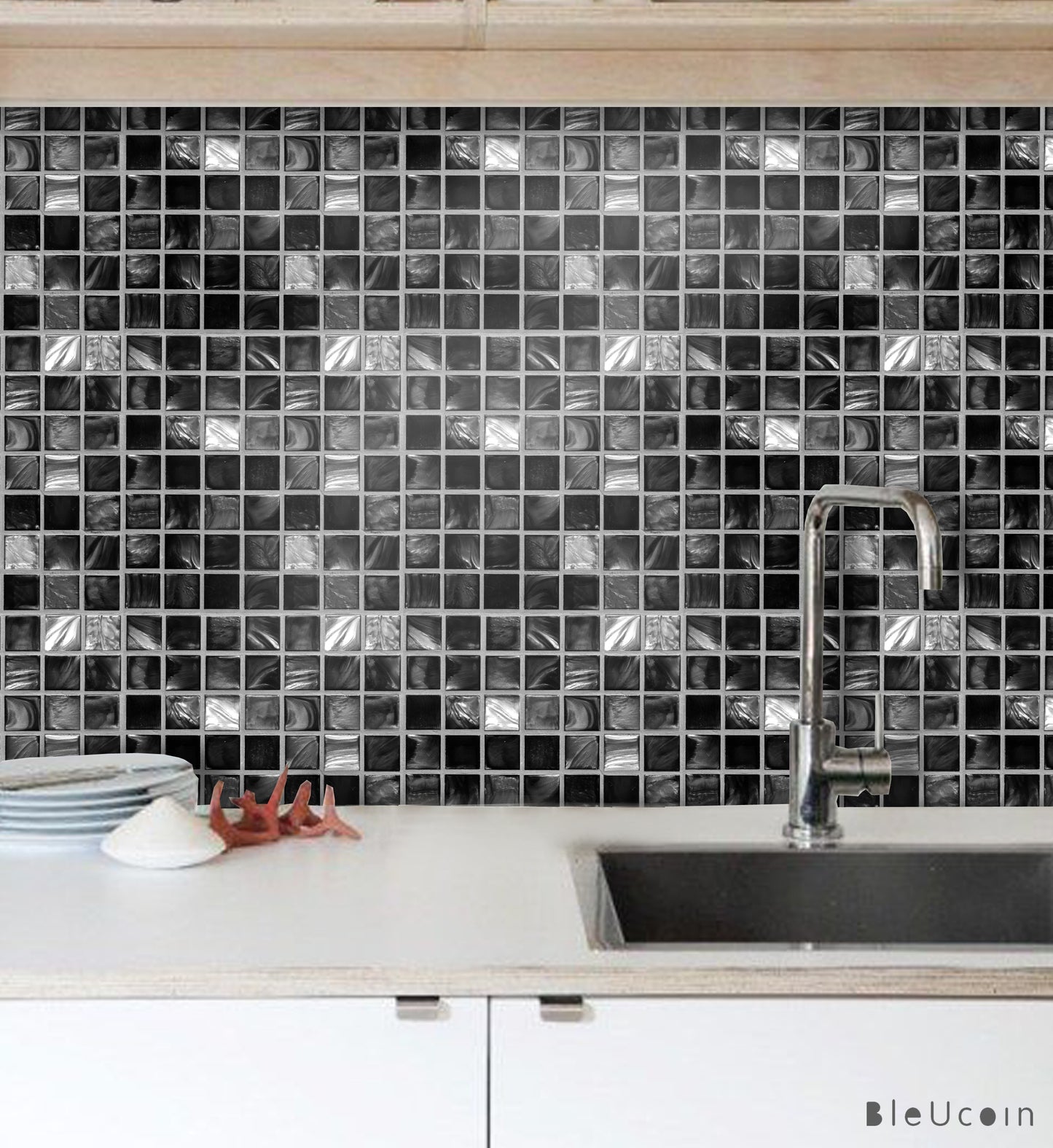 Black Mosaic Peel & Stick Tile