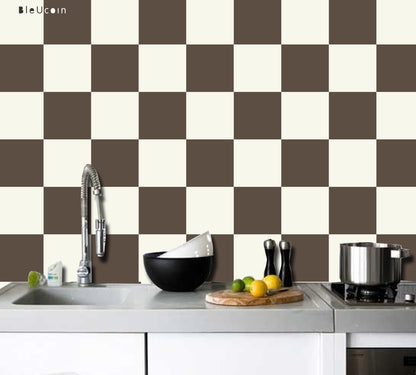 Brunette & off-White Checker Peel & Stick Tile